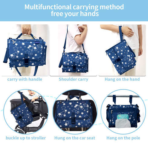 Changing Pad Portable,Diaper Changing Pad,Long Travel Portable Diaper Changing Pad for Baby with Wipes Pocket