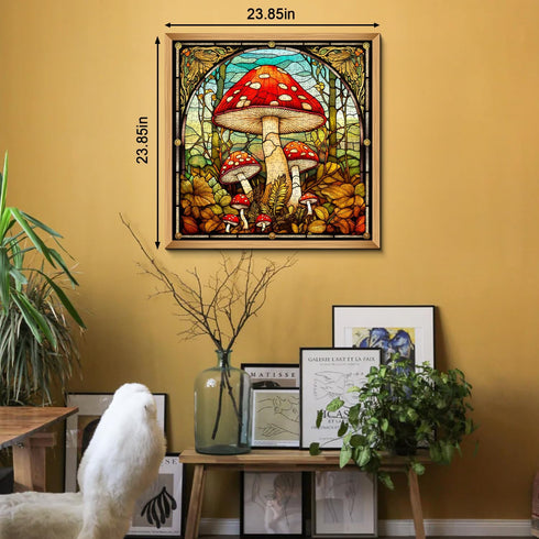 Vintage Mushroom Puzzles for Adults - 1000 Pieces Stained Glass Nature Plant Jigsaw, Retro Forest Fungi Art
