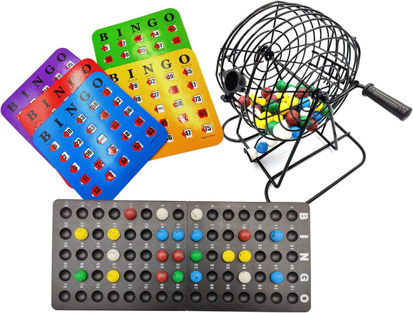 Yuanhe Deluxe Bingo Game Set - 6 Inch Metal Cage with Calling