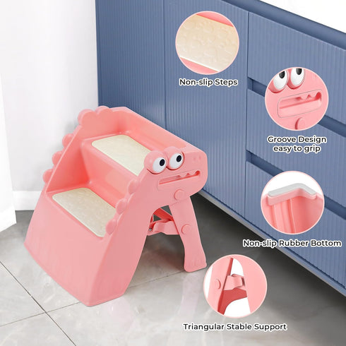 Counter Onasti Toddler Step Stool Foldable Kids Step Stool,Bathroom Stool for Toddlers Non-Slip Toddler Step Stool
