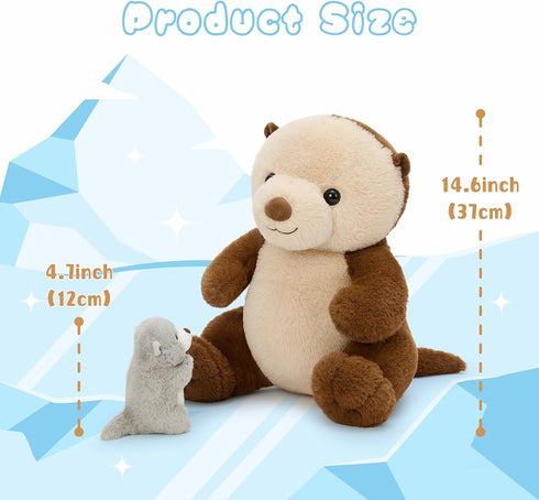 5pcs 14.5" Mommy MaoGoLan Otter Stuffed Animal - Sea Otter Plush with Babies Inside, Soft Cute Stuffed Otter Plushies
