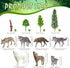 Sratte 26 Pcs Woodland Wolf Figurines Toys Model Trees Kit with Wolf Figurine Wolf Toy Playset Diorama Project Kit Cake Toppers for Kids Toddlers Birthday Gift Decor