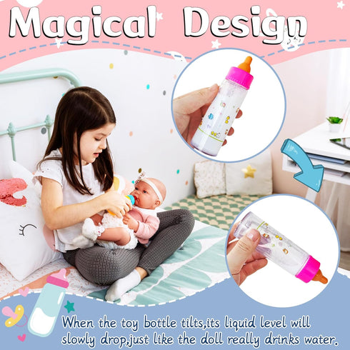 Woozettn 13 Set,Pretend Set Package,Doll Set Pcs Baby Doll Accessories Magic Bottle Play Feeding Toy with Feeding