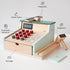 PairPear Wooden Toy Cash Register with Scanner and Credit Card, Kids Pretend Play Money Counting Toy for Boys Girls 3+