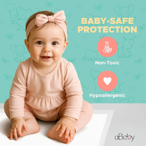 ABABY REFRESH (50 Pack) Disposable Changing Pads for Baby Super Soft and Ultra Absorbent Baby Changing Pad - Leak Proof
