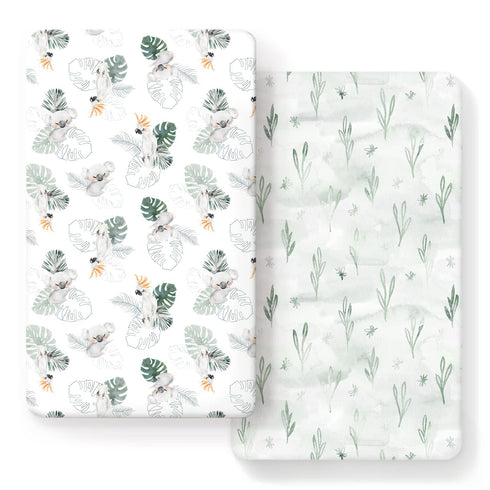 GRSSDER Ultra Soft Jersey Knit Fitted Crib Sheets Set 2 Pack, High
