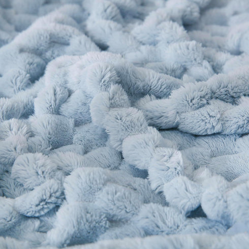 HOMRITAR Baby Blanket 3D Jacquard Fluffy Fuzzy for Boys Girls, Soft Warm Cozy Flannel Fleece, 30 x 40 Inch, Blue