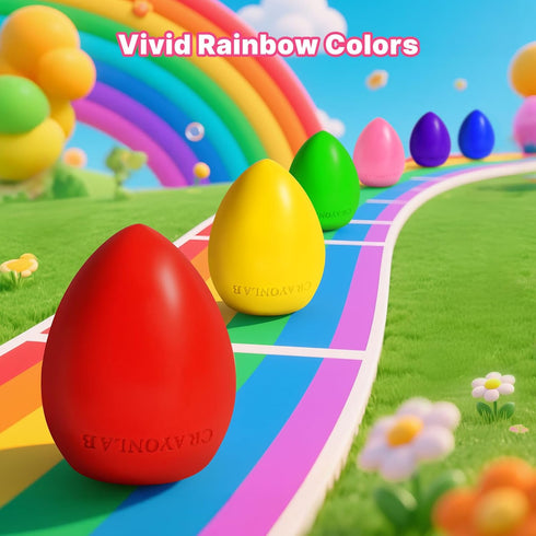 8 1-3, 1-3 Colors Egg Crayons for Toddlers Jumbo Easy-Grip Crayons with Anti-Roll Flat Bottom & Fruit Patterns