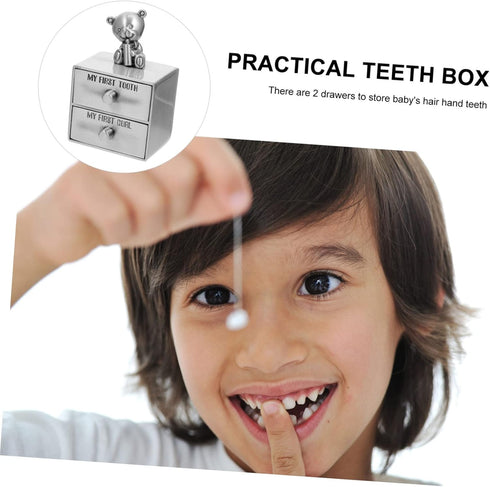 BESTonZON Teethers Months Treasure Chest Box for Boys and Girls Teeth Keepsake Box Type Tooth Storage