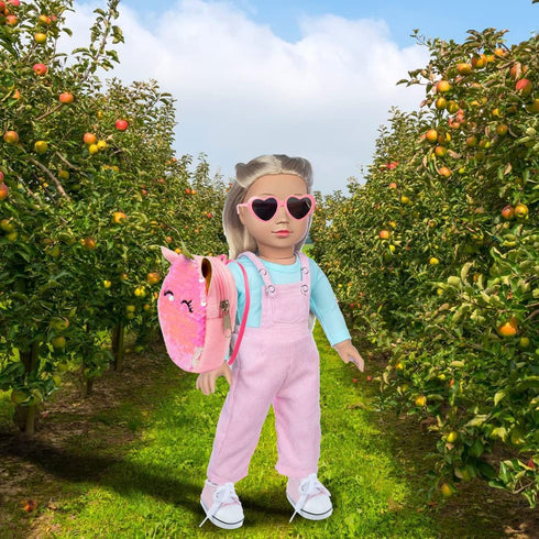 ebuddy 8 Sets Doll Clothes and Accessories with Shoes, Backpack, Glasses, Camera for 18 Inch Girl Doll (Doll not