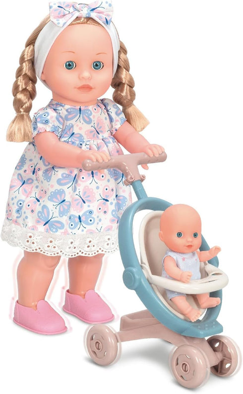 Dolls,16 Inches Set 3+ Mother Love Walking Interactive Baby Dolls with Stroller & Sister, Baby Dolls with Hair, Singing