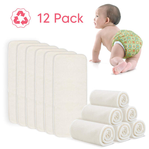 5-Layer 12PCS Damero Reusable Diapers Baby Inserts, Cloth Diaper Inserts with an Extra Storage Bag