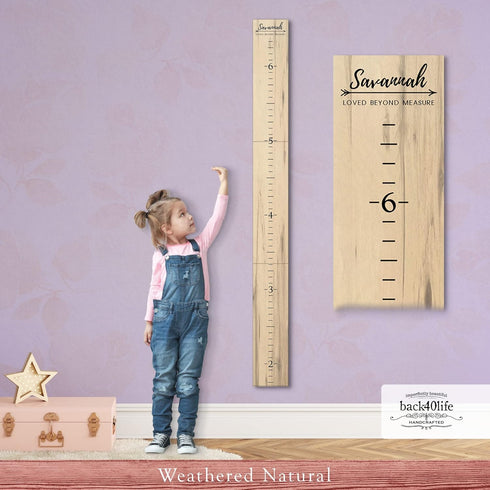 Rustic Wooden Growth Chart Ruler for Kids - Farmhouse Design