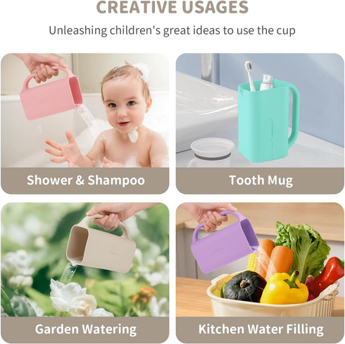 CAROFAFA 100% Baby Bath Rinse Cup Food Grade Silicone Wash Rinser Cup For Kids (Shifting Sand)