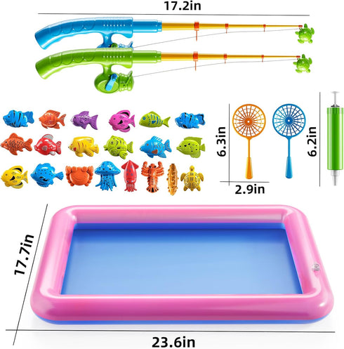 TEMI Fishing Toy for Kids 3-8 Years Old - Magnetic Fishing Pole Bath Toy for Toddlers, Summer Water Fun