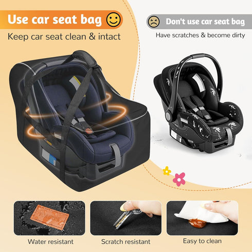 YOREPEK Car Seat Travel Bag Fits Infant Carseat with Anti-Rebound Bar Base, Padded Carseat Bags for Air Travel, Car