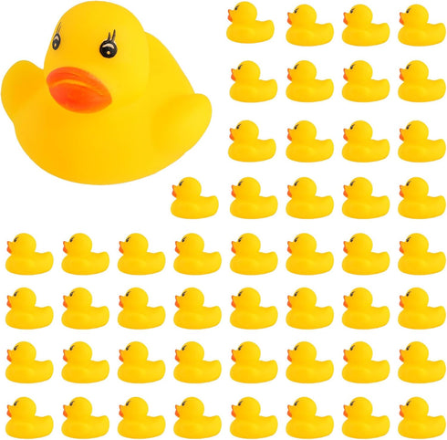 50-Pieces Float & Squeak Mini Rubber Duck Baby Bath Ducky Sound Shower