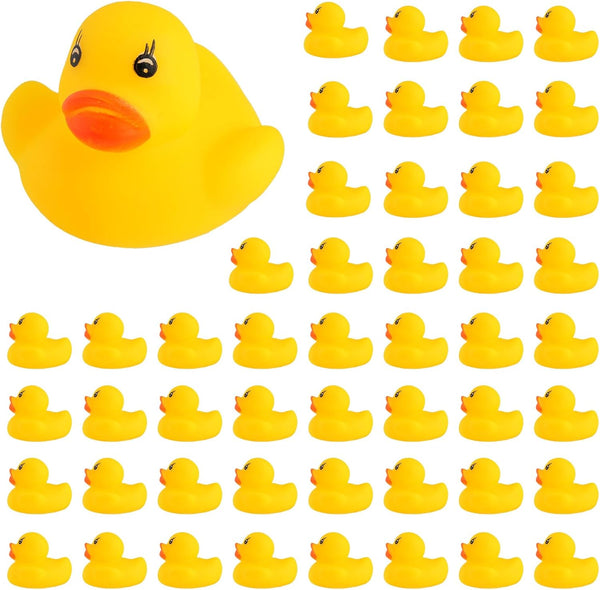 50-Pieces Float & Squeak Mini Rubber Duck Baby Bath Ducky Sound Shower