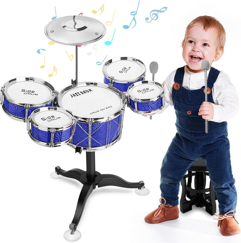 Set 8 Playset Toddler Drum Kids Jazz Drum Kit Piece - Educational Percussion Musical Instruments Toy Christmas Birthday