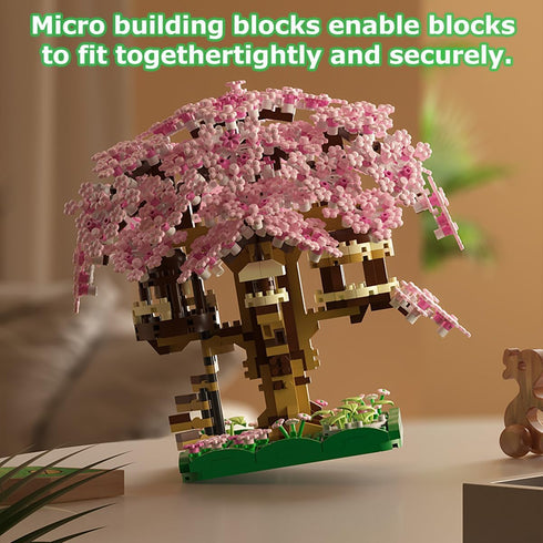 2 (2201 Beego Bonsai Tree Cherry Blossom Building Toy Not Compatible with Lego, Japanese Sakura Pink&Purple Flower