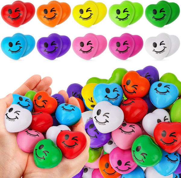 SHQDD Stress Balls, 100PCS Heart Stress Balls for Adults & Kids, Mini