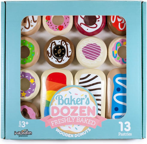 Baker's Dozen Wooden Donuts, 13 Assorted Colorful Wood Eats! Pastries by Imagination