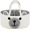 Home & Tots Baby Diaper Caddy Organizer, Large Cotton Rope Nursery Storage Basket (White, Bear Design)