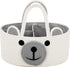Home & Tots Baby Diaper Caddy Organizer, Large Cotton Rope Nursery Storage Basket (White, Bear Design)
