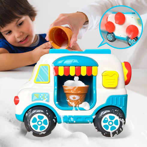 PSXTCU 4-8 3-5 3 4 5 6 7 8 Bath Machine Bubble Bath Toys for Kids Ages ice Cream Foam tub Machine Maker Bubble Car