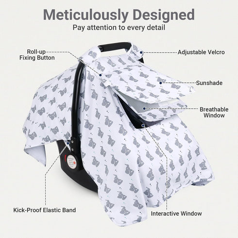 2 Car Seat Cover Baby, Carseat Covers Baby with Layers Breathable Windows, Windproof Infant Car Seat Cover, Kick-Proof