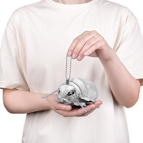 Isopod Plush Keychain Toy, Realistic Grey Isopod Stuffed Animals Keyring Pendant, Cute Plushie for Backpack Charms
