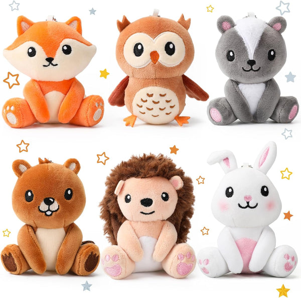 Aoriher 6 Pcs Mini Woodland Animals Stuffed Gift 4 Inch Cute Bear