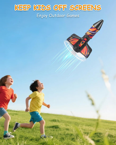 200 8-12, SainSmart Jr. Rocket Launcher for Kids, Motorized Air Rocket Toy with Parachute, Self-Launching up to ft