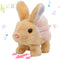 Hopearl Hopping Rabbit with Dress Interactive Electronic Pet Plush Bunny Toy with Sounds and Movements, Animated