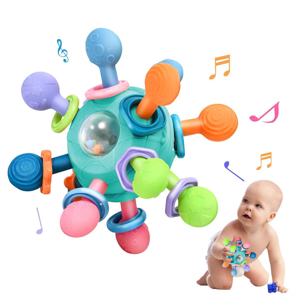Baby Montessori Teething Toys for 0-6 6-12 Months, BPA Free Sensory Chew Rattle Toys for Newborn Infant Development
