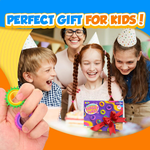24 Pack Fidget Toys Sensory Rings for Kids: Goodie Bags Stuffers for Kids - Quiet Stress Toys for Autism Calming - Fun