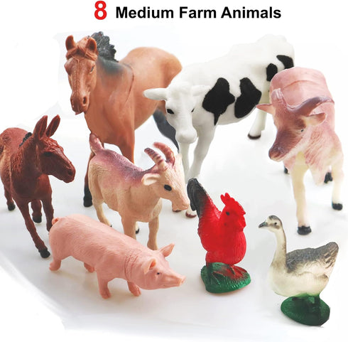 8 Pcs Big Animal Figurines Toys, Realistic Plastic Farm Animals Playset for Educational Preschool Learning
