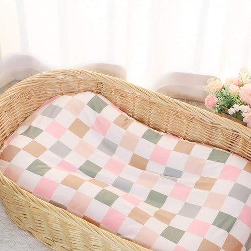 DILIMI Nursing Pillow Cover, Soft Comfortable Baby Lounger Covers for Girls, Newborn Lounger Cover, Colorful Checkered