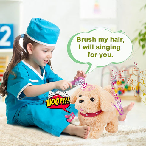 Koonie Toy Dog, Singing, Walking, Barking, Tail Wagging Plush Interactive Toy for Kids Ages 2-5