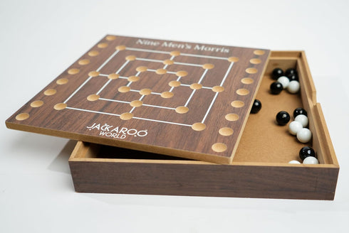 18 2 9 Nine Mens Morris Board Game, Marble Strategy Game, Solid Wooden Game with Marbles, Player Games, Ancient Board