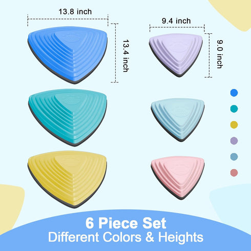Non-Slip Stepping Stones for Kids, 6 Pcs Macaron Balance River Stones for Indoor & Outdoor Obstacle Courses, Sensory