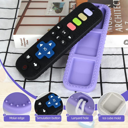 Chuya Silicone Baby Teether Toy | Chew Toy for Babies 0-6 Months | Teething Relief Remote Control Shape (3 Pack)
