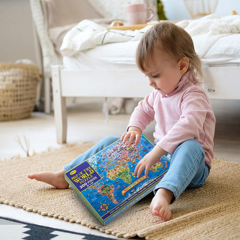 World Map Puzzle - 200 Pieces for Kids & Adults - Educational Geography Jigsaw Puzzle