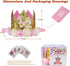 Baby Birthday Crown, Princess Tiara Girls Party Hat with Gold Glitter and Pink Roses for Decorations