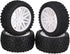 BQLZR 4X White Front Rear Wheel Rim Rubber Tyre Replacement for RC 1:10 Off-Road