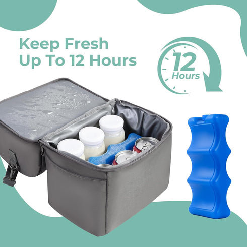 Gemdom Pack, 6 Breast Cooler Travel Bag with Ice Fits Baby Bottles, Insulated Bottle Storage Cooler Bag, Double Layer