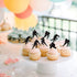 24 PCS Hockey Cupcake Toppers, Black Glitter Hockey Players Picks for Baby Shower and Birthday Party Decorations