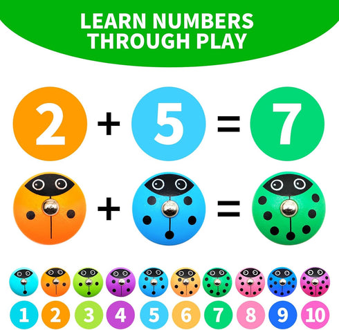 MOONTOY Toddler Wooden Counting Ladybug Montessori Toys, Birthday Gift Magnetic Fishing Game for Kids