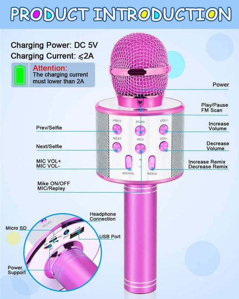 Karaoke Microphone Gifts for Girls Age 4-12, Birthday Toys for 4-12 Year Old Girls - Purple