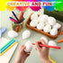 24 Pcs DIY Easter Eggs for Kids with 12 Color Markers, White Squeeze Creamy Slow Rising Balls